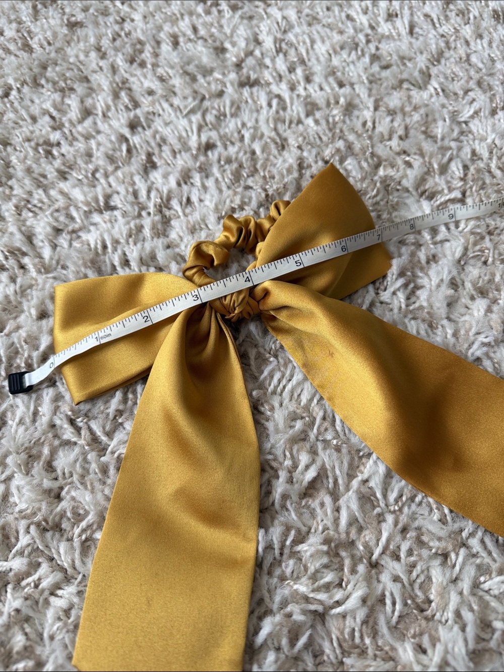 Bow Scrunchie Hair Tie in Mustard Gold - Picture 7 of 8